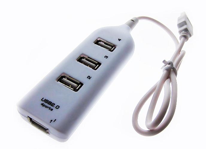 Micro-USB se connecte au gadget tactile, USB à gauche via l'adaptateur est branché sur le secteur et à droite est un lecteur flash inséré